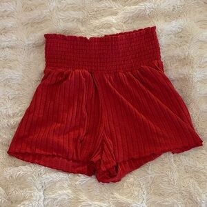 Z Supply High Waist Ribbed Red Shorts